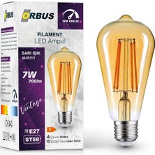 Orbus Dim Edilir LED Filament Ampul ST58 7 Watt 700LM E27 Sarı Işık