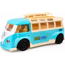 Duman Retro Surf Minibüs Oyuncak Araba 14 cm Çek Bırak Klasik Bus Modeli Mavi