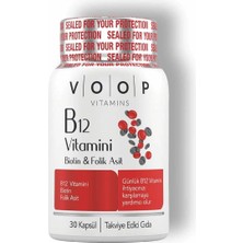 2 Adet  Voop Vitamin B12, Biotin ve Folik Asit Içeren Kapsül Takviye Edici Gıda 6o Kapsül