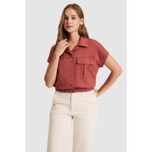U.S. Polo Assn. Kadın Vişne Örme Gömlek 50325372-VR223