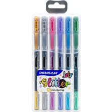 3 Adet  Pensan 6'lı Jelly Glitter Simli Jel Kalem
