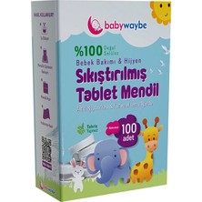 4 Adet   Baby Waybe Bebek Bakım Temizlik Hijyen Mendili Sıkıştırılmış Tablet 100'LÜ