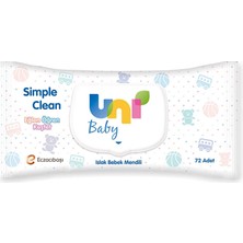 4 Adet   Uni Baby Islak Havlu Simple Clean 72'li