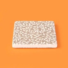 Kut Fly Kitchen Yapraklar Taş Bardak Altlığı - Renkli - 10X10 cm