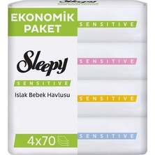 4 Adet Sleepy Sensitive Ekonomik Islak Mendil 4X70'LI