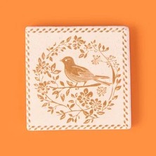 Kut Fly Kitchen Kuşlu Taş Bardak Altlığı - Renkli - 10X10 cm