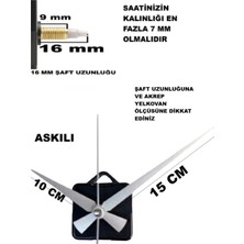 Cnr Shop Saat Makinesi, 16 mm Şaft Akar Sessiz Duvar Saati Mekanizması, Akrep-Yelkovan-Saniye-(Askılı)