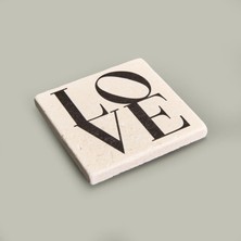 Kut Fly Kitchen Love Taş Bardak Altlığı - Renkli - 10X10 cm