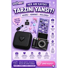Marsilyan 4K Çantalı Dijital Retro Video Kamera 48MP 16X Zoom Işıklı (32GB) Kart Dijital Fotoğraf Makinesi Siyah