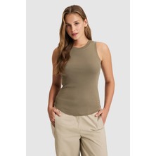 U.S. Polo Assn. Kadın Haki Basic Tişört 50321799-VR027