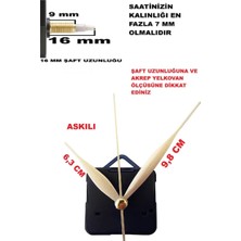 Cnr Shop Saat Makinesi, 16 mm Şaft Boyu Akar Sessiz Çalışır Saat Mekanizması, Akrep-Yelkovan-Saniye-(Askılı)