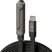 Forefo 240W Metal Standlı Typec - Typec Kablo 1,50M Hasır Şarj Kablosu
