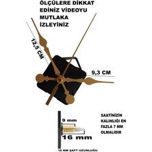 Cnr Shop Saat Makinesi, 16 mm Şaft Boyu Akar Sessiz Duvar Saati Mekanizması, Akrep-Yelkovan-Saniye-(Askılı)