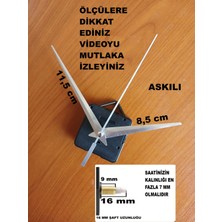 Cnr Shop Saat Mekanizması 16 mm Şaft Boyu Saat Makinesi Sessiz Çalışır Akrep-Yelkovan-Saniye-(Askılı)