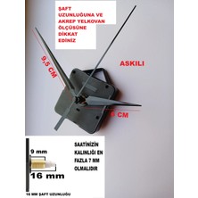 Cnr Shop Saat Mekanizması, 16 mm Şaft Boyu Sessiz Çalışır Saat Motoru Akrep-Yelkovan-Saniye-(Askılı)
