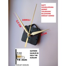 Cnr Shop Saat Mekanizması, 16 mm Şaft Boyu Sessiz Çalışır Saat Motoru Akrep-Yelkovan-Saniye-(Askılı)
