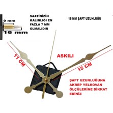 Cnr Shop Saat Mekanizması 16 mm Şaft Boyu Duvar Saati Sessiz Çalışır Büyük Boy Akrep-Yelkovan-Saniye-(Askılı)
