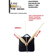 Cnr Shop Saat Mekanizması 16 mm Şaft Boyu Saat Motoru Sessiz Çalışır Akar Akrep Yelkovan Saniye (Askılı)
