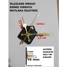 Cnr Shop 16 mm Şaft Boyu Sessiz Çalışır Saat Mekanizması Desenli Akrep-Yelkovan-Saniye-(Askılı)