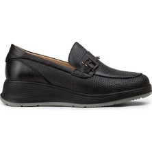Deery Kadın Hakiki Deri Siyah Dolgu Topuk Loafer - N0277ZSYHC01