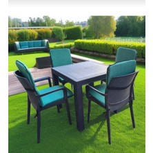 Mor Minder Sandalye Minderi Masa Örtüsü Fermuarlı Lastikli 4'lü 4 cm Sünger Alt 42X42 Sırt 42X42  Düz Yeşil