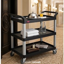 Mayden Concept Dayanıklı Kırılmaz 3 Katlı Servis Arabası Gri – Otel Restoran Kafe Servis Arabası
