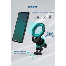 Simex MagSafe Araç İçi Telefon Tutucu Mıknatıslı, 360° Döner Başlık, Sarsıntı Tüm Telefonlarla Uyumlu