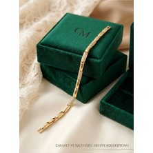 Özel Tasarım 14K Altın Kaplama Taşlı Zincir Bileklik - Cmjewelry Koleksiyonu