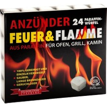 Feuer & Flamme Mangal Kömürü Tutuşturucu Tutuşturma Küpleri 24 Adet Çevre Dostu Hızlı Ateşleme