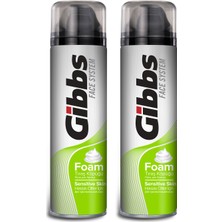 Gibbs Sensitive Tıraş Köpüğü 2x200ml Hassas Cilt İçin Özel Formül Cinsiyet: Erkek
