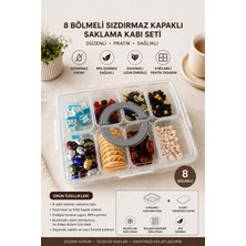 Hansel 8 Bölmeli Kapaklı Kulplu Sızdırmaz Saklama Kabı Seti - Çok Amaçlı Çerezlik Kahvaltılık Yemeklik Set