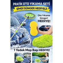 Stanvolt Çok Fonksiyonlu Teleskopik Saplı Oto Yıkama Kurulama Mopu +1 Başlık Hediye +1 Adet Sünger Hediye