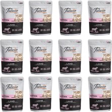 Felicia Tahılsız 85 gr Pouch Yavru Kuzu Etli Yaş Kedi Maması 12 Adet Ekonomik İstiridye Tatlı
