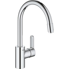 Grohe Eurostyle Cosmopolitan Tek Kumandalı Evye Bataryası Gri Renk Esnek Boru Kıvrımı Tezgah Montajı