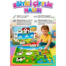 Farbu Oyuncak Eğitici Çiftlik Halısı - Sesli ve Işıklı Dokunmatik Bebek Aktivite Oyun Matı 48X60 cm
