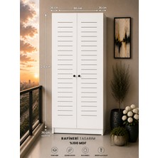 Rafineri Tasarım Modern Flower Dolap Çok Amaçlı Kombi Dolabı Balkon Dolabı Kiler Dolabı 210 cm 60 cm 36 cm Beyaz Depolama