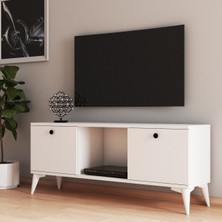 Ferniso Mobilya 120 cm Beyaz Tv Ünitesi Ahşap Minimalist Tasarım ile Modern Yaşam Alanları İçin
