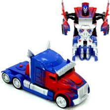 Can Oyuncak Renkli Tek Tuşla Dönüşen Transformers Kamyon Plastikten Üretilmiş Çek Bırak Model