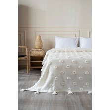 Koza Home Wanda Krem Çift Kişilik Kenar Püsküllü Pike 220x240 Pamuk Materyal ile Şık ve Konforlu