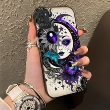 HONTINGA Samsung Galaxy A21S ile Uyumlu Kılıf Silikon Kenar Sert Arka Kamera Koruyucu Basitlik Anti Düşme Kamera Korumalı Ay ve Yıldız Desen Couple Telefon Kılıfı Kadın ve Erkek Için Uygundur K1-1376