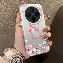 HONTINGA Vivo X300 ile Uyumlu Kılıf Silikon Kenar Sert Arka Kamera Koruyucu Basitlik Anti Düşme Kamera Korumalı Çiçekli Desen Couple Telefon Kılıfı Kadın ve Erkek Için Uygundur K1-1382