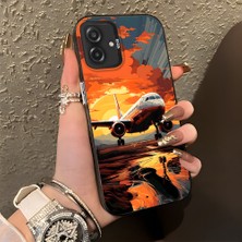 HONTINGA Samsung Galaxy A07 ile Uyumlu Kılıf Silikon Kenar Sert Arka Kamera Koruyucu Basitlik Anti Düşme Kamera Korumalı Uçak Desen Couple Telefon Kılıfı Kadın ve Erkek Için Uygundur K1-1377