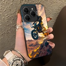 HONTINGA Tecno Spark 20 Pro ile Uyumlu Kılıf Silikon Kenar Sert Arka Kamera Koruyucu Basitlik Anti Düşme Kamera Korumalı Motosiklet Desen Couple Telefon Kılıfı Kadın ve Erkek Için Uygundur K1-1383