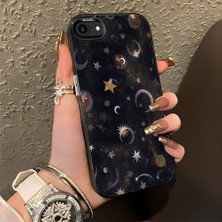 HONTINGA iPhone 7 ile Uyumlu Kılıf Silikon Kenar Sert Arka Kamera Koruyucu Basitlik Anti Düşme Kamera Korumalı Ay ve Yıldız Desen Couple Telefon Kılıfı Kadın ve Erkek Için Uygundur K1-1380