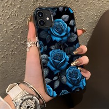 HONTINGA iPhone 11 ile Uyumlu Kılıf Silikon Kenar Sert Arka Kamera Koruyucu Basitlik Anti Düşme Kamera Korumalı Mavi Gül Desen Couple Telefon Kılıfı Kadın ve Erkek Için Uygundur K1-1379