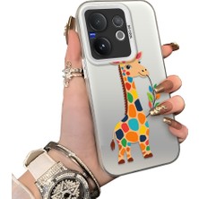 HONTINGA Vivo V60 5g ile Uyumlu Kılıf Silikon Kenar Sert Arka Kamera Koruyucu Basitlik Anti Düşme Kamera Korumalı Zürafa Desen Couple Telefon Kılıfı Kadın ve Erkek Için Uygundur K1-1386