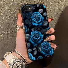 HONTINGA iPhone 7 ile Uyumlu Kılıf Silikon Kenar Sert Arka Kamera Koruyucu Basitlik Anti Düşme Kamera Korumalı Mavi Gül Desen Couple Telefon Kılıfı Kadın ve Erkek Için Uygundur K1-1379