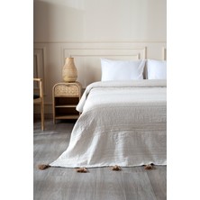 Koza Home Assos Çift Kişilik Yatak Örtüsü Krem Taş Yıkama 230x250 cm Desenli ve Şık Tasarım