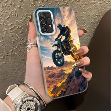 HONTINGA Samsung Galaxy A52S 5g ile Uyumlu Kılıf Silikon Kenar Sert Arka Kamera Koruyucu Basitlik Anti Düşme Kamera Korumalı Motosiklet Desen Couple Telefon Kılıfı Kadın ve Erkek Için Uygundur K1-1383