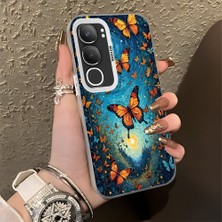 HONTINGA Vivo Y19S ile Uyumlu Kılıf Silikon Kenar Sert Arka Kamera Koruyucu Basitlik Anti Düşme Kamera Korumalı Kelebek Desen Couple Telefon Kılıfı Kadın ve Erkek Için Uygundur K1-1384